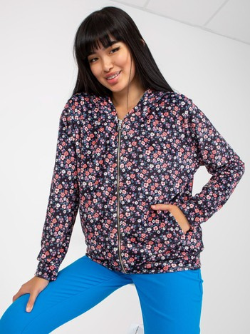 Hurt granatowo-różowa Veloursjacke mit Druck RUE PARIS.