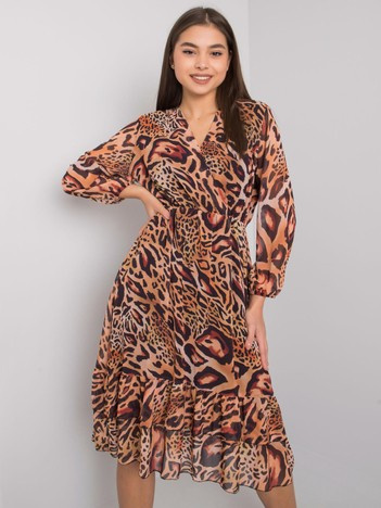 Hellebraune Kleid mit Rüsche Darina.