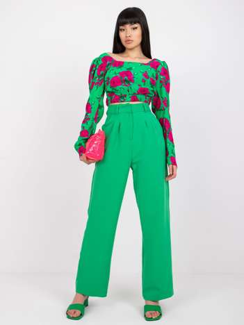 Grüne elegante Hose mit hohem Bund Caroline.