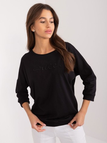 Großhandel schwarze Baumwollbluse für den Alltag.