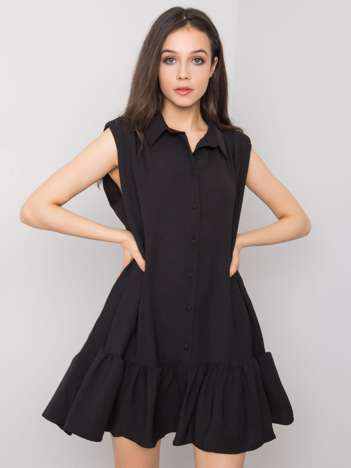 Schwarzes Sommerkleid mit Kragen Odelia RUE PARIS.