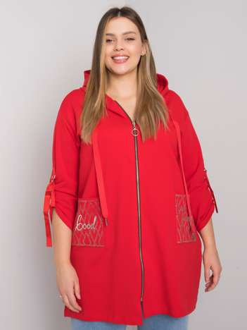 Rote Plus-Size-Jacke mit Reißverschluss Zürich.