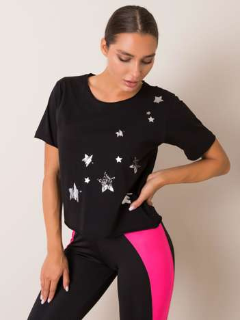 Schwarzes T-Shirt Star FÜR FITNESS.