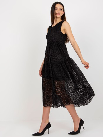 Hurt Schwarzes Spitzenkleid mit Rüsche OCH BELLA.