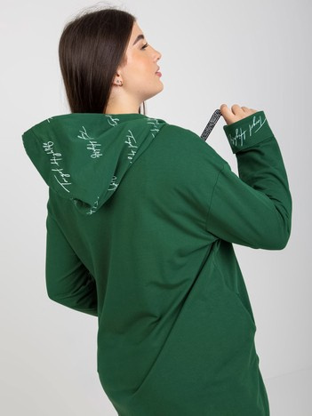 Hurt Dunkelgrüne Zip-Jacke Plus Size mit Aufschriften.