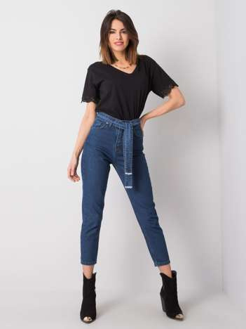 Blaue High-Waist-Jeanshose Kiara RUE PARIS.