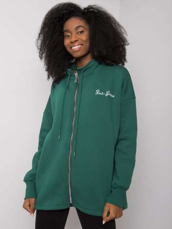 Dunkelgrüner Hoodie ohne Kapuze Jasmine RUE PARIS.