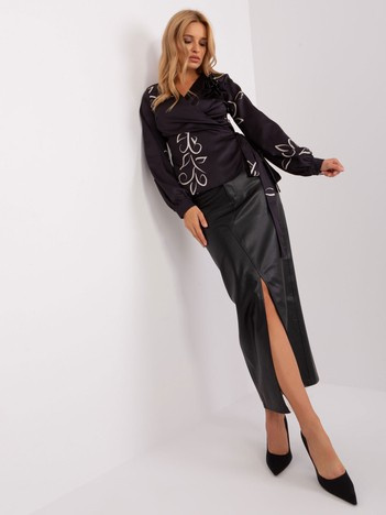 Schwarze Bluse mit langen Ärmeln für besondere Anlässe.