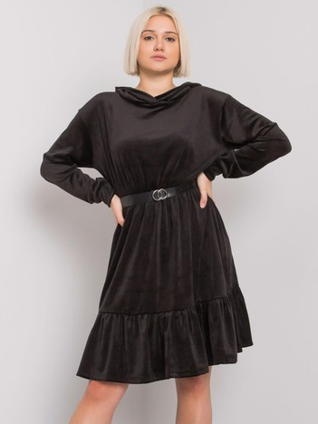 Schwarzes Samtkleid mit Gürtel Casablanca.