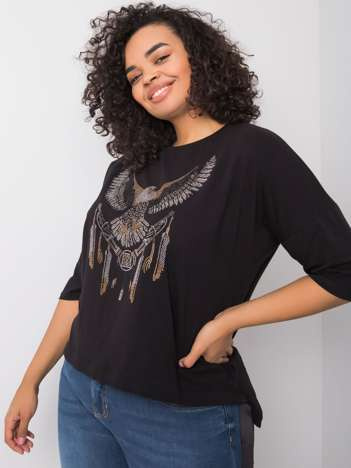 Schwarze Bluse mit Applikationen Cassia.