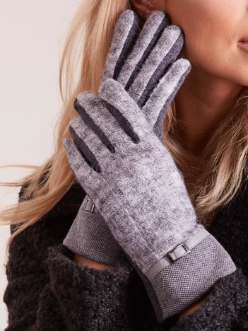 Dunkelgraue Handschuhe mit Strickeinsatz.