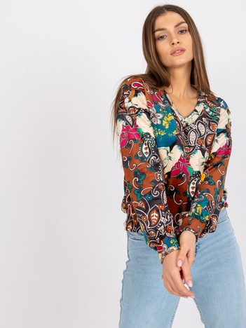 Braune Damenbluse mit Prints Ruby.