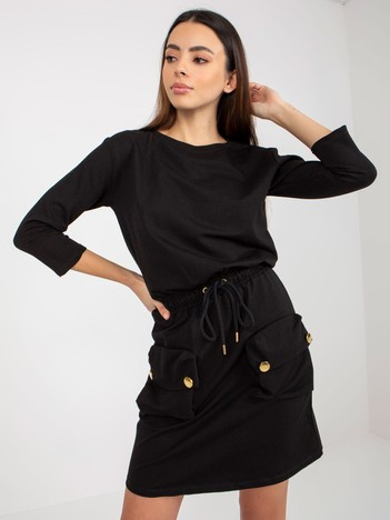Hurt Schwarzes Mini-Kleid aus Sweatstoff mit Gummizug OCH BELLA.