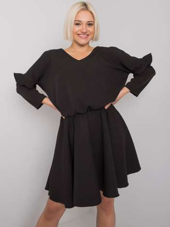 Schwarzes Kleid mit Rüschen an den Ärmeln Victoire RUE PARIS.