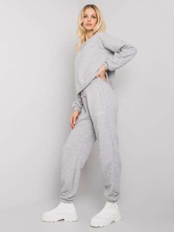 Grey melange sweatpants with quilting Naomi RUE PARIS 
