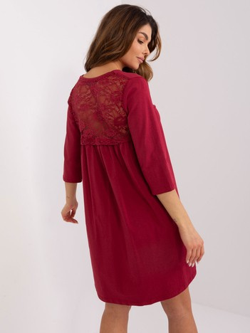 Hurt Bordeaux dress with lace insert RUE PARIS.