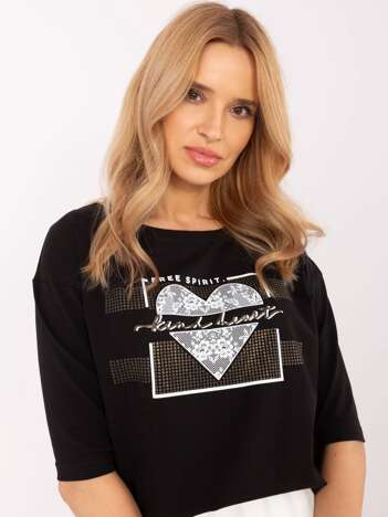 Hurt Black cotton women's t-shirt with print.