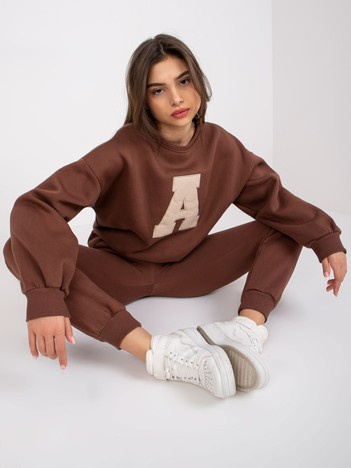 Dark Brown Edvige Cotton Sweatsuit Set  