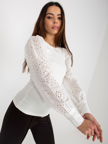 Hurt White striped blouse with decorative sleeves OCH BELLA.