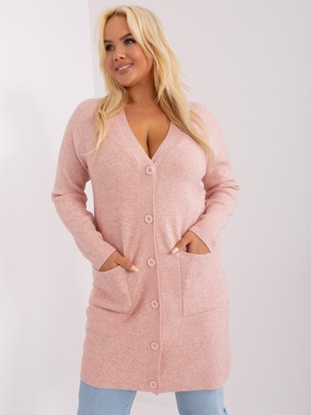 Light pink plus size knitted sweater.
