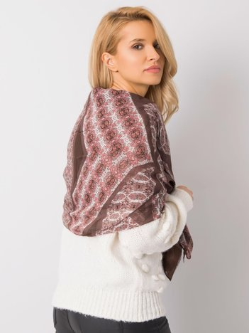 Brown-peach scarf with patterns