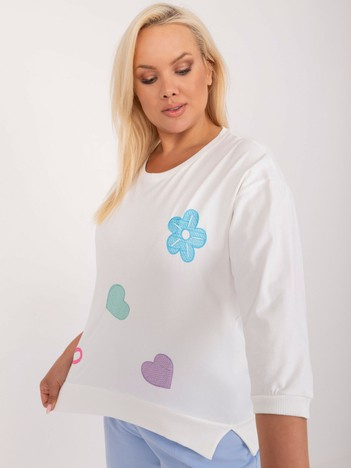 Hurt Ecru casual plus size blouse with slits.