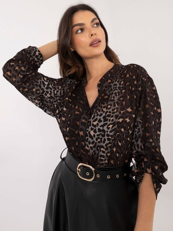 Hurt Dark gray blouse shirt with leopard print OCH BELLA.
