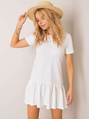 Ecru short dress with ruffle RUE PARIS.
