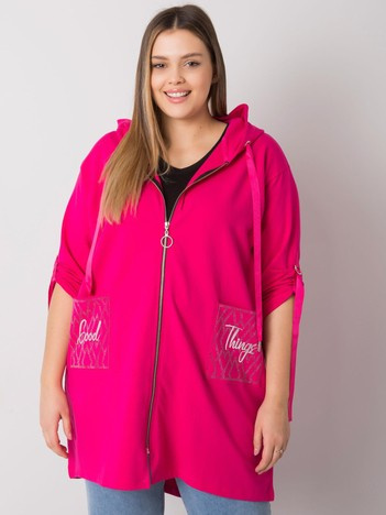 Zurich Fuchsia Plus Size Zipper Sweatshirt