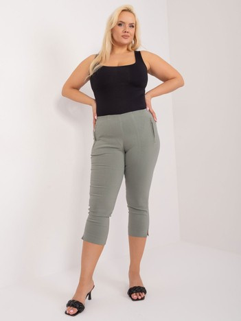 Hurt Khaki material capri pants plus size.
