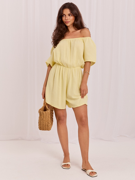 Light yellow jumpsuit Spanish style made of muslin.