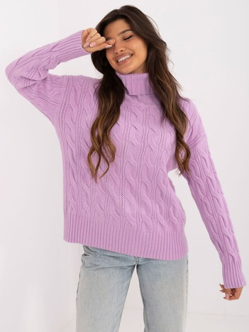 Wholesale Lilac women's turtleneck oversized sweater.