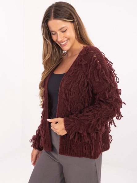 Burgundy boho-style cardigan RUE PARIS.