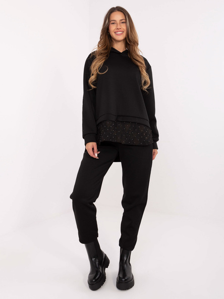 Black two-piece set with lace.