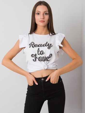 White blouse with Beverly print
