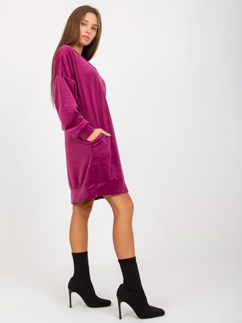 Hurt Purple loose velvet dress with pockets RUE PARIS.