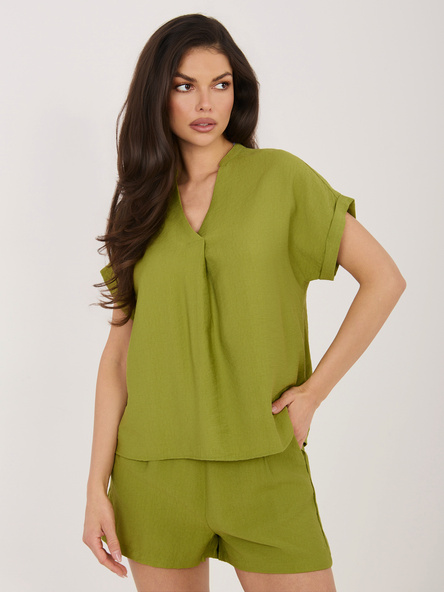 Olive summer blouse from the SUBLEVEL set.
