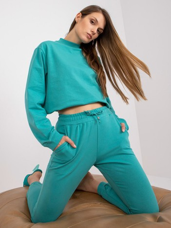 Basic turquoise sweatpants with binding 