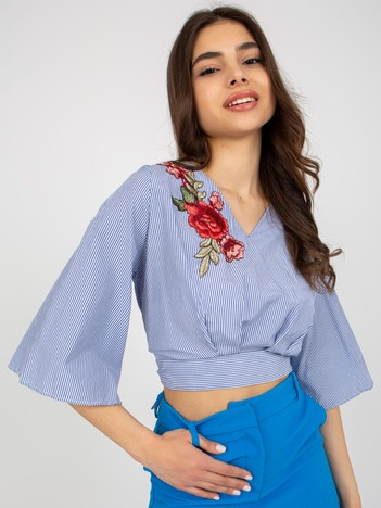 Wholesale white-navy striped blouse.