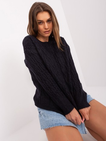 Hurt Black sweater with braids and long sleeves.