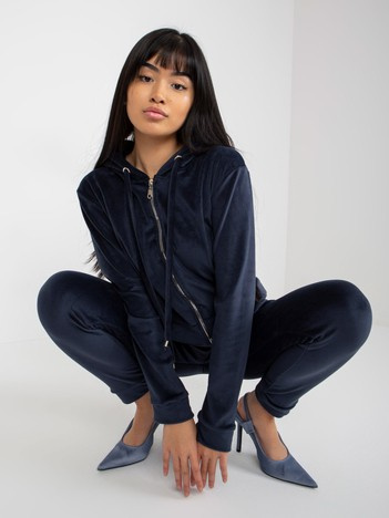 Hurt navy blue women's velour set with a hooded sweatshirt.