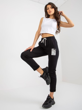Wholesale Black Women's Sweatpants with Patch