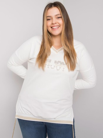 Ecru plus size blouse with Lila applique