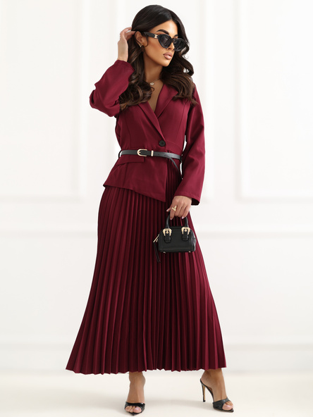 Burgundy midi dress with blazer imitation RUE PARIS.