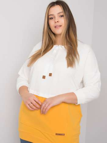 Ecru-yellow plus size sweatshirt without hood Sira