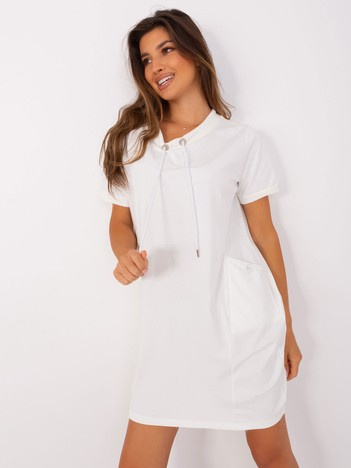 Hurt Ecru basic dress with pockets.