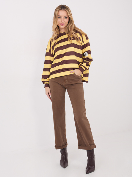 Brown women's striped sweatshirt.