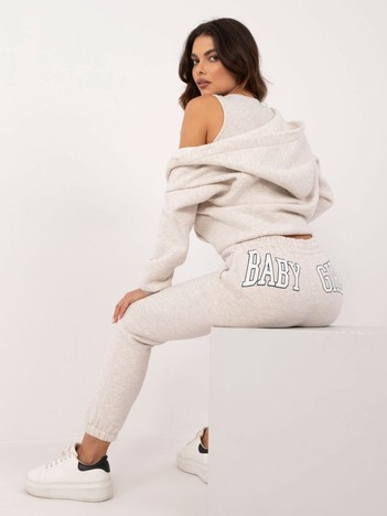 Hurt light beige mélange tracksuit set with an oversized sweatshirt.