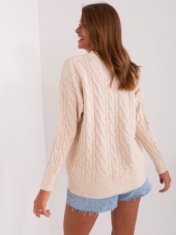 Light beige classic sweater with braids.