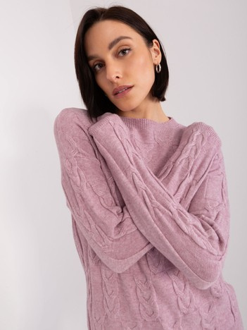 Wholesale Light Purple Women's Cable Knit Sweater